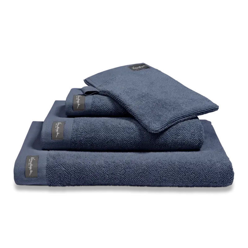 Vandyck Home Uni Handtuch Blue Ink – weiche Baumwolle mit Bordüre, als Badetuch, Duschtuch & Gästetuch in sattem Dunkelblau